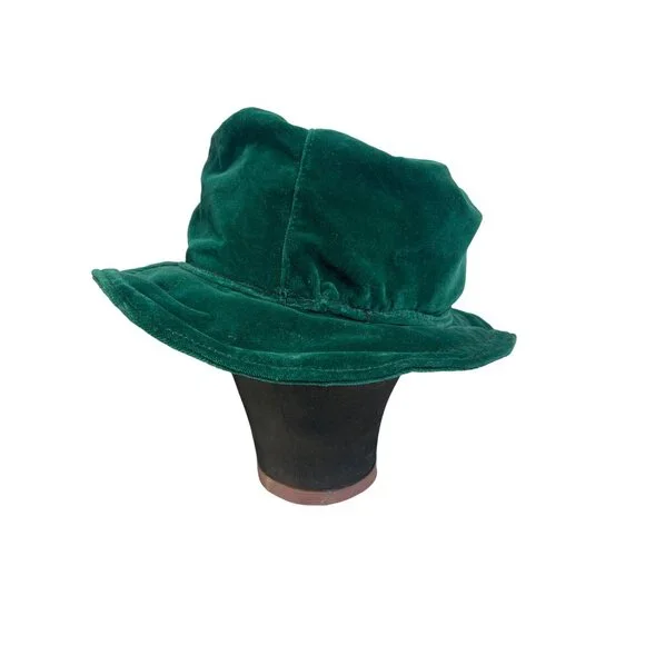 New Marc Vachon Hollywood Pine Green Velvet Fedora Rocker Hat 60cm / 24” Sz L